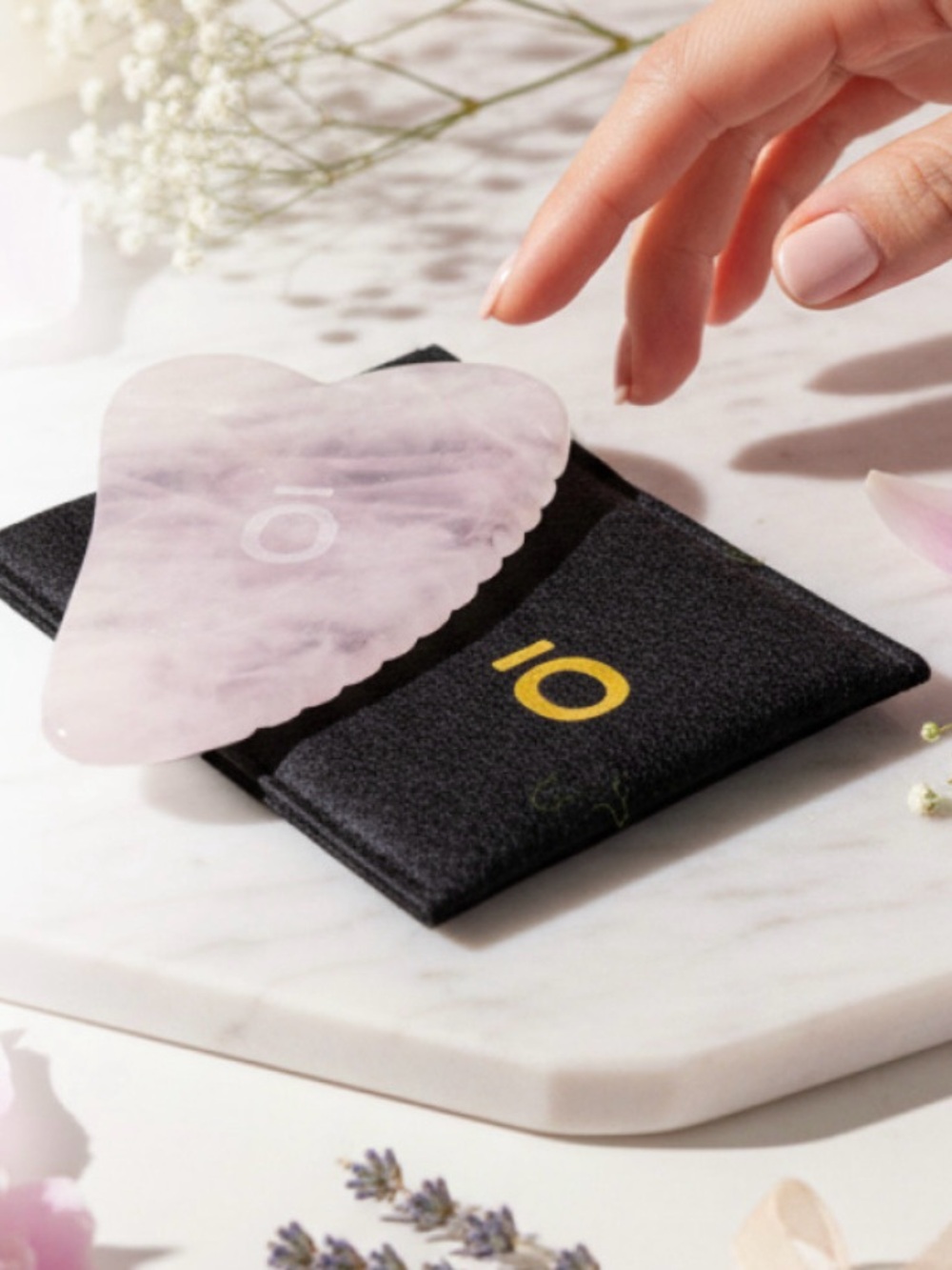 DoTERRA Gua Sha Rose Quartz Stone with Felt Case